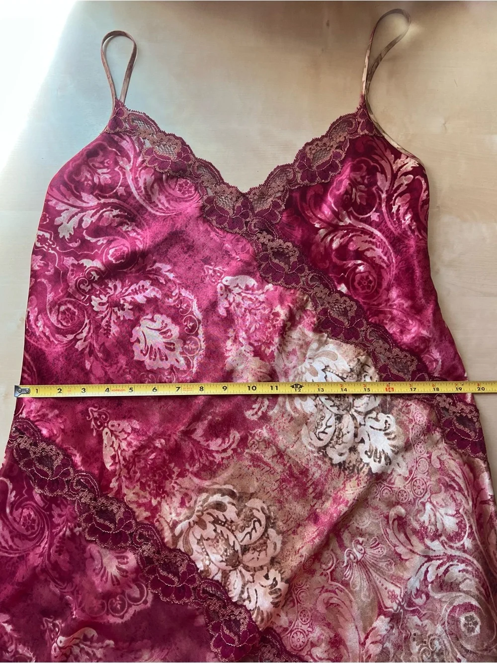 Vintage 1990s Burgundy Floral Lingerie Set -Front Tie Robe with Matching Slip